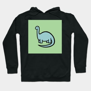 Blue Dinosaur on Green Hoodie